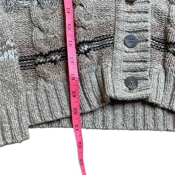 90s Vintage Liz Claiborne Cozy Beige Cable Knit Cardigan Shawl Collar Small - Picture 6 of 7